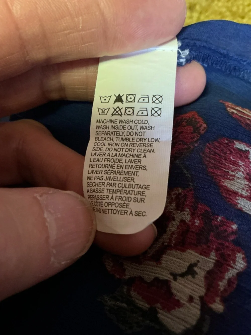 Lucky Brand Navy Floral Boho Blouse Tassel Tie Neck Sheer Peasant Top XS - Picture 3 of 10